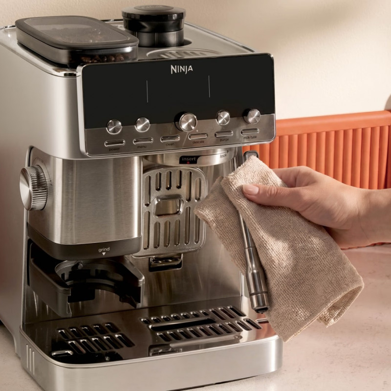 Кафеавтомат 2в1 Ninja Luxe Café Mini ES352EU, 1650W, 9 bar, 250 г, 1.3 л, Barista Assist, 3 настройки пяна, 6 вида еспресо, Инокс