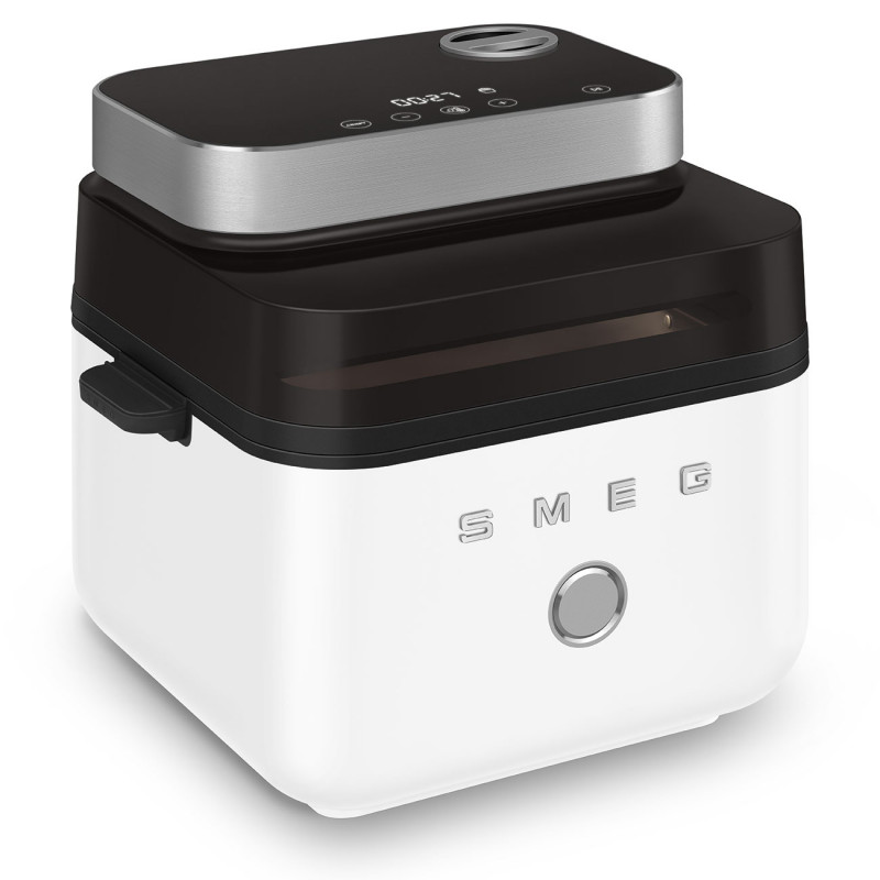 Фритюрник с горещ въздух Smeg Collezione AFC01WHMAU, 1450W, 7.3 л, 40-200°C, 7 програми, Двоен режим, Сензорно управление, Таймер, LED, Бял