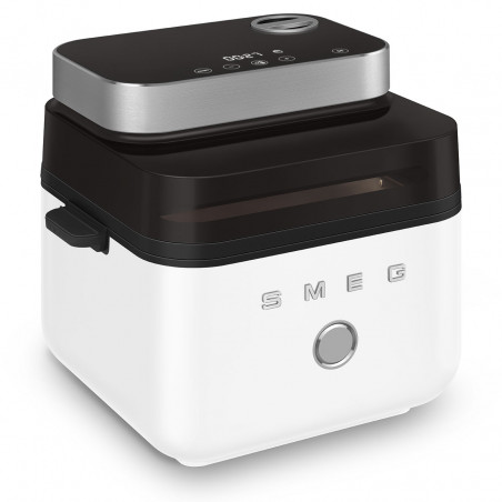 Фритюрник с горещ въздух Smeg Collezione AFC01WHMAU, 1450W, 7.3 л, 40-200°C, 7 програми, Двоен режим, Сензорно управление, Таймер, LED, Бял