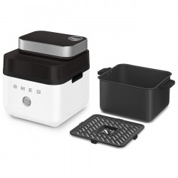Фритюрник с горещ въздух Smeg Collezione AFC01WHMAU, 1450W, 7.3 л, 40-200°C, 7 програми, Двоен режим, Сензорно управление, Таймер, LED, Бял