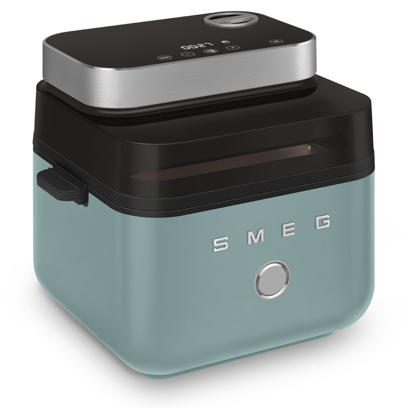Фритюрник с горещ въздух Smeg Collezione AFC01EGMAU, 1450W, 7.3 л, 40-200°C, 7 програми, Двоен режим, Сензорно управление, Таймер, LED, Зелен