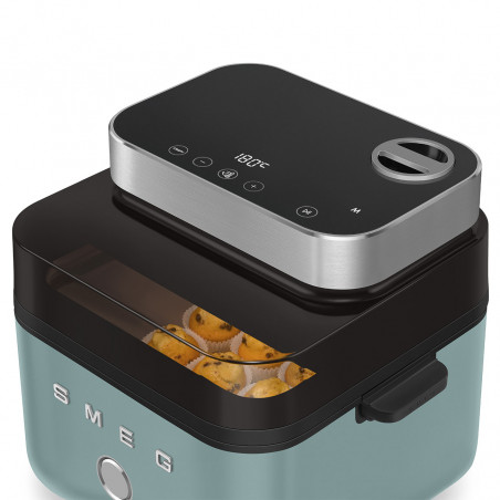 Фритюрник с горещ въздух Smeg Collezione AFC01EGMAU, 1450W, 7.3 л, 40-200°C, 7 програми, Двоен режим, Сензорно управление, Таймер, LED, Зелен
