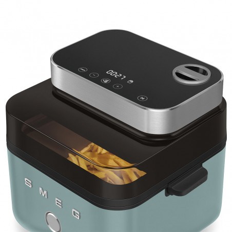 Фритюрник с горещ въздух Smeg Collezione AFC01EGMAU, 1450W, 7.3 л, 40-200°C, 7 програми, Двоен режим, Сензорно управление, Таймер, LED, Зелен