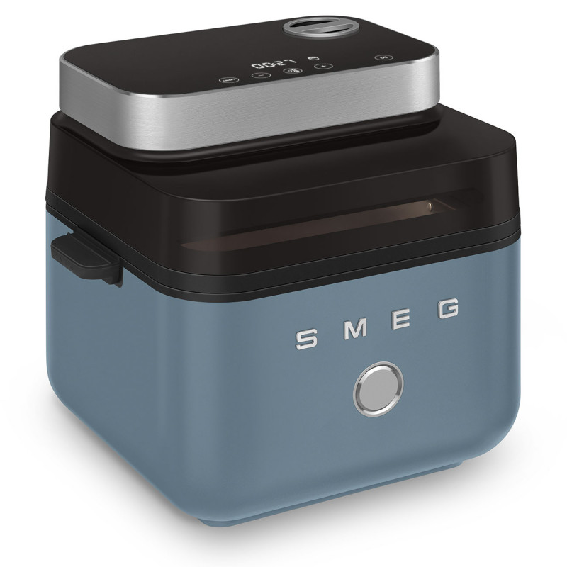 Фритюрник с горещ въздух Smeg Collezione AFC01SBMAU, 1450W, 7.3 л, 40-200°C, 7 програми, Двоен режим, Сензорно управление, Таймер, LED, Син