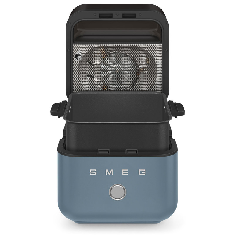 Фритюрник с горещ въздух Smeg Collezione AFC01SBMAU, 1450W, 7.3 л, 40-200°C, 7 програми, Двоен режим, Сензорно управление, Таймер, LED, Син