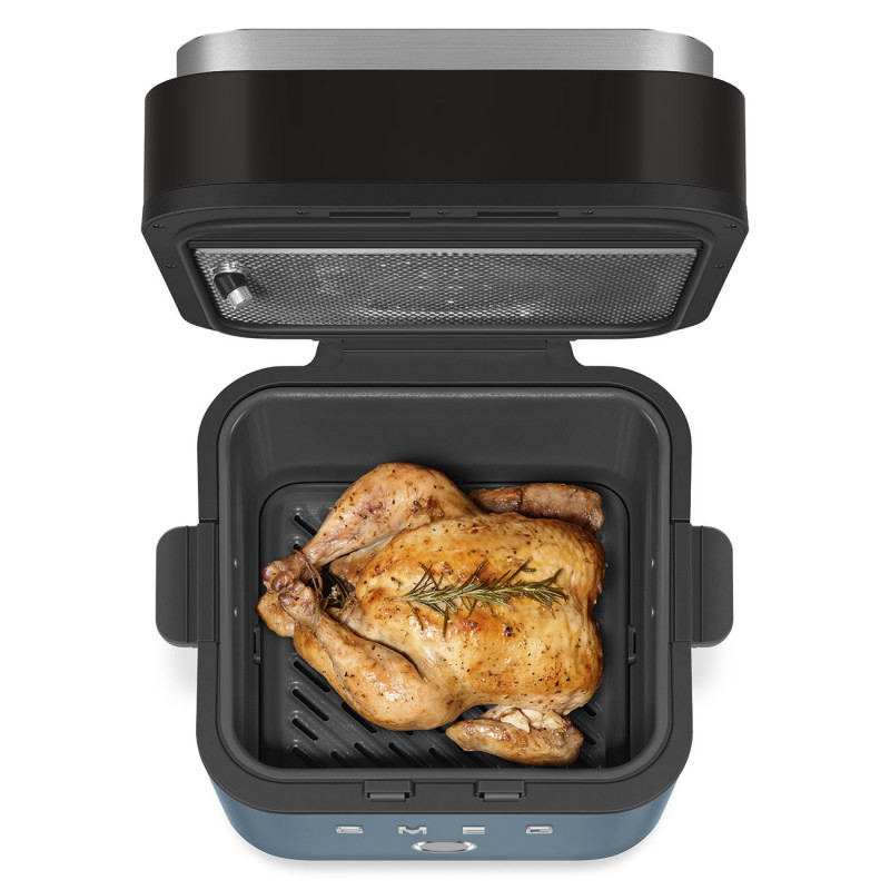 Фритюрник с горещ въздух Smeg Collezione AFC01SBMAU, 1450W, 7.3 л, 40-200°C, 7 програми, Двоен режим, Сензорно управление, Таймер, LED, Син