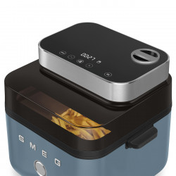 Фритюрник с горещ въздух Smeg Collezione AFC01SBMAU, 1450W, 7.3 л, 40-200°C, 7 програми, Двоен режим, Сензорно управление, Таймер, LED, Син