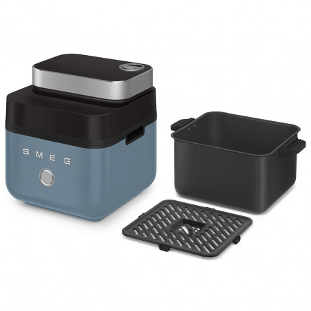 Фритюрник с горещ въздух Smeg Collezione AFC01SBMAU, 1450W, 7.3 л, 40-200°C, 7 програми, Двоен режим, Сензорно управление, Таймер, LED, Син