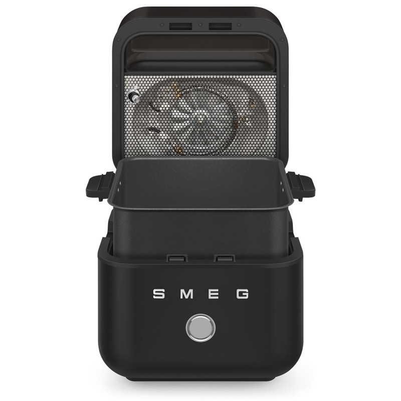 Фритюрник с горещ въздух Smeg Collezione AFC01BLMAU, 1450W, 7.3 л, 40-200°C, 7 програми, Двоен режим, Сензорно управление, Таймер, LED, Черен