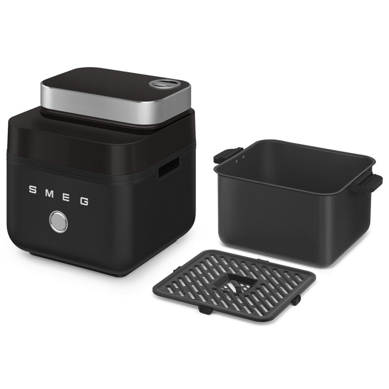 Фритюрник с горещ въздух Smeg Collezione AFC01BLMAU, 1450W, 7.3 л, 40-200°C, 7 програми, Двоен режим, Сензорно управление, Таймер, LED, Черен