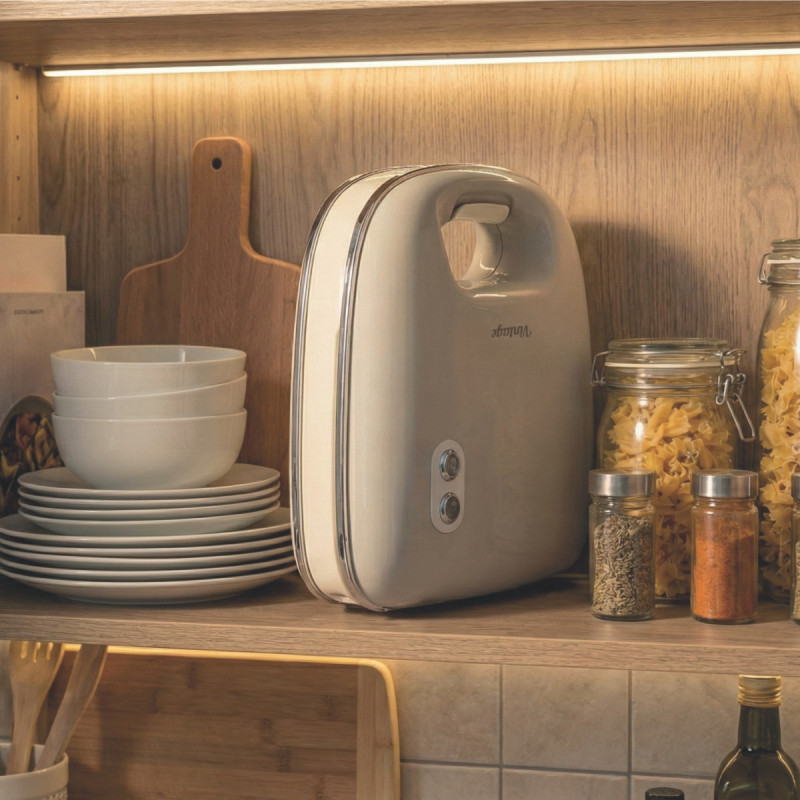 Сандвич тостер Ariete VINTAGE 1963/03, 750W, Незалепващо покритие, Светлинни индикатори, Вертикално съхранение, Бежов