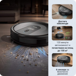 Прахосмукачка робот Ariete X-CLEAN 2719/00, 32W, 3в1, Сухо и мокро почистване, Wi-Fi, HEPA филтър, Картографиране, Черен