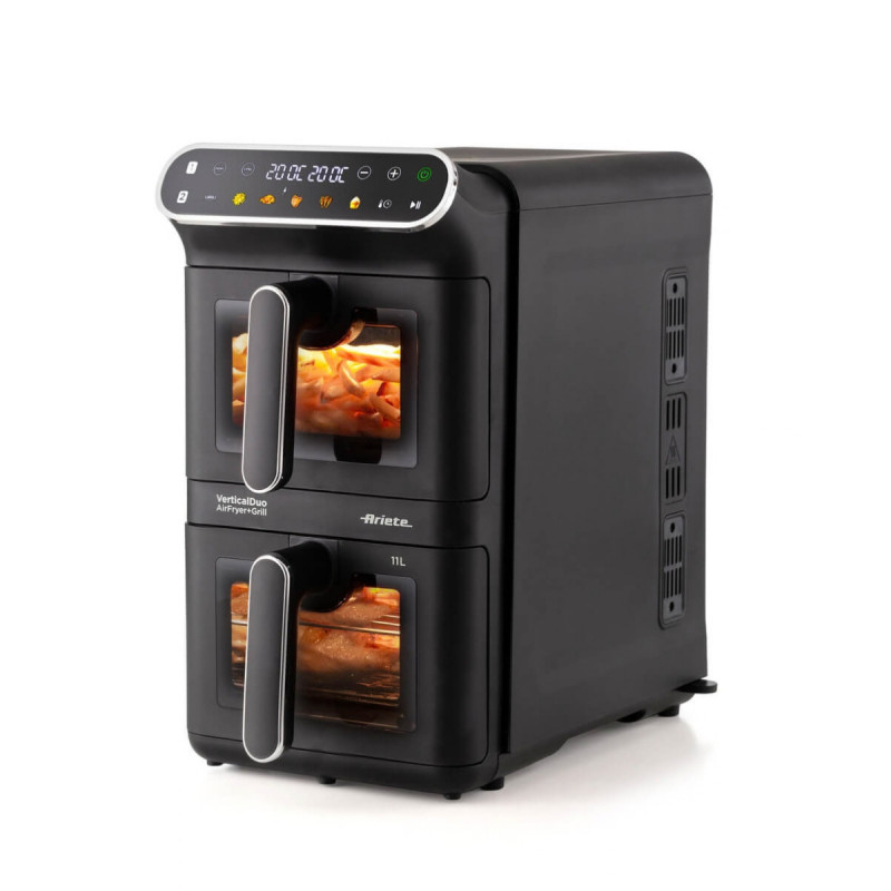 Фритюрник с горещ въздух Ariete 4640/00, 2460W, 11 л, 2 кошници, 6 програми, Сензорен дисплей, Черен