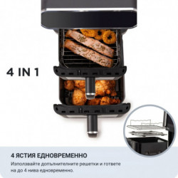 Фритюрник с горещ въздух Ariete 4640/00, 2460W, 11 л, 2 кошници, 6 програми, Сензорен дисплей, Черен
