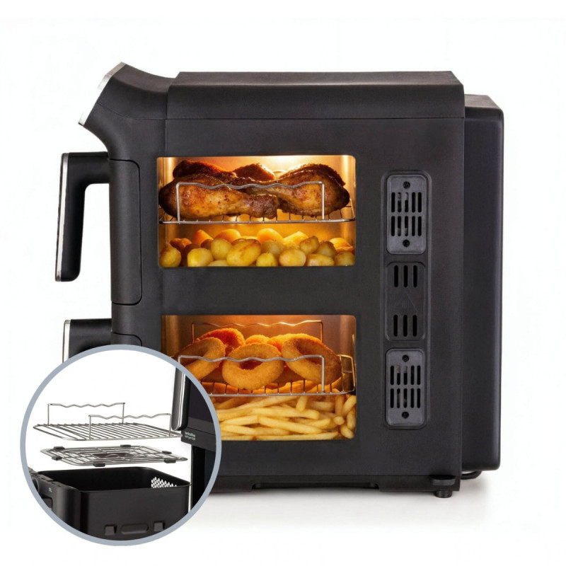Фритюрник с горещ въздух Ariete 4640/00, 2460W, 11 л, 2 кошници, 6 програми, Сензорен дисплей, Черен