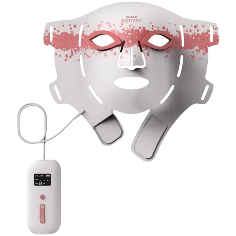 LED маска за лице RENPHO Artemis Blush PEU-E100B-1, Светлинна терапия, 5 степени на интензивност, Таймер, Бял/розов