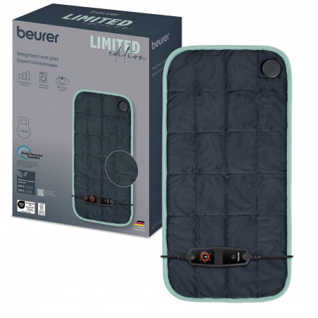 Термоподложка Beurer BF HK 145 LE, 100W, 30х60 см, 6 степени, Система за безопасност, Дишащ полиестер, Пране 30°C, Тъмносив/син