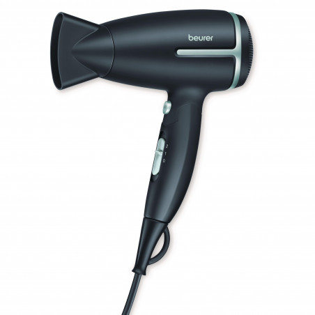 Туристически сешоар Beurer HC 25 LE, 1600W, 2 скорости, 2 темп, Йонизация, Сваляем филтър, Тъмносив/син