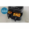 Двоен фритюрник с горещ въздух Philips NA351/00, 2750 W, 6+3 л, 80-200C, 1.5 кг, 8 програми, Сензорен дисплей, Копиране и синхронизиране, Черен/Сребрист
