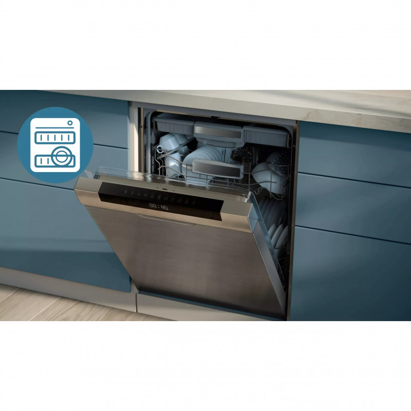 Двоен фритюрник с горещ въздух Philips NA351/00, 2750 W, 6+3 л, 80-200C, 1.5 кг, 8 програми, Сензорен дисплей, Копиране и синхронизиране, Черен/Сребрист