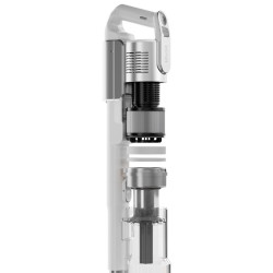 Вертикална прахосмукачка Levoit VortexIQ LSV-V221-VEU, 210W, 0.85 л, 50 мин, 3 степени, Зелена светлина при четката NeoSight™, 5-степенна HEPA, 180° глава, Бял/сребрист