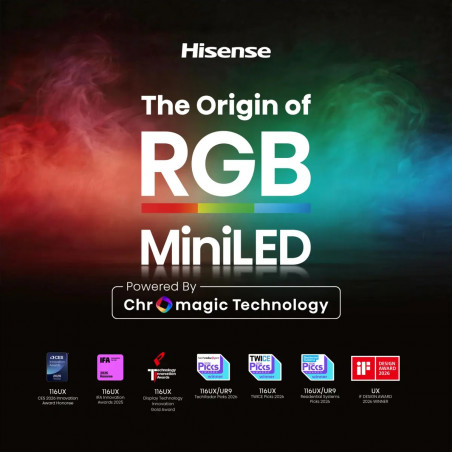 Телевизор Hisense 55UR8S, 4K UltraHD 3840 x 2160, 55", Клас E, Mini-LED, 180 Hz, Антирефлексно покритие, Hi-View AI Engine RGB, VIDAA, Черен