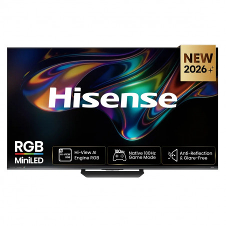 Телевизор Hisense 65UR8S, 4K UltraHD 3840 x 2160, 65", Клас E, Mini-LED, 180 Hz, Антирефлексно покритие, Hi-View AI Engine RGB, VIDAA, Черен