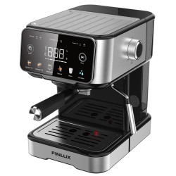 Еспресо машина за мляно кафе Finlux FEM-1655BS, 1100W, 20 bar, 1.5 л, Сензорен дисплей, Термо блок, Дюза за пара, Сребрист/черен