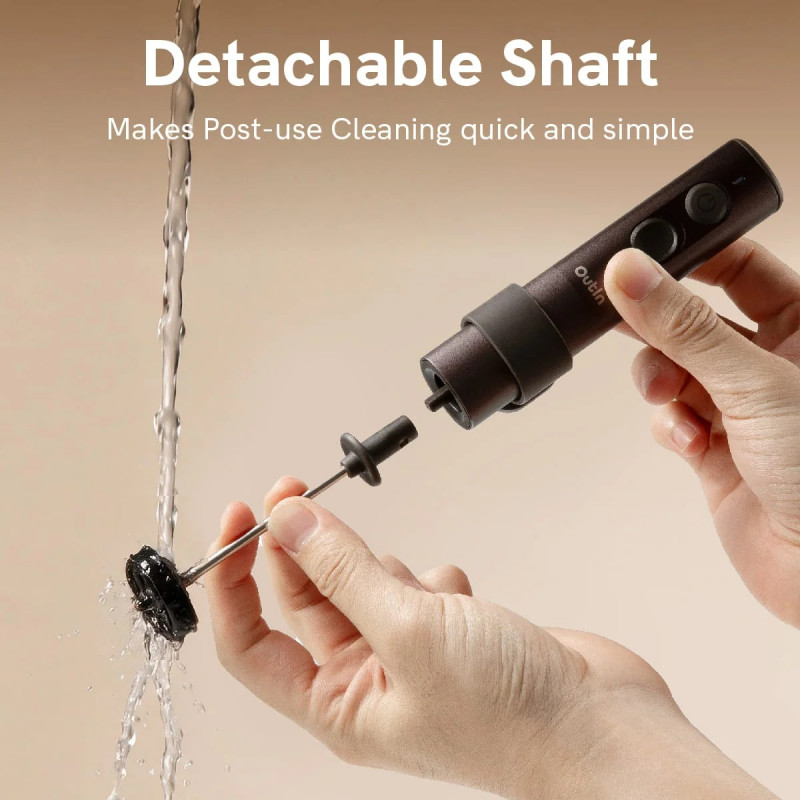 Миксер за разпенване на мляко Outin LattoGo, 2 скорости, MeshWhisk, 1400 mAh, USB Type-C, Кафяв