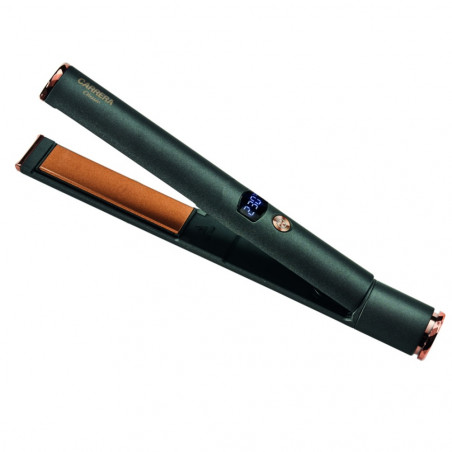 Комплект преса и маша за коса Carrera Classic 21291112, 40/55W, Бързо заграване, 6 температури, 3 конуса, LED Дисплей, Черен/Кафяв